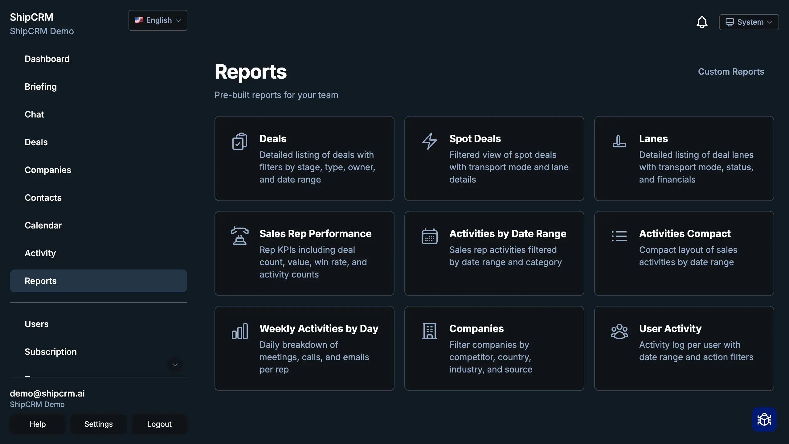 ShipCRM Reports